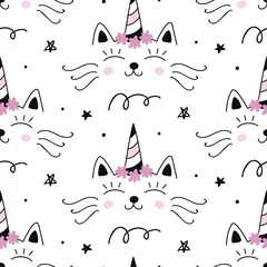 Rucksack Vektor Katze Einhorn Caticorn nahtlose Muster © artrise