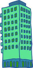 Illustration of a handwritten Urban skyscraper 