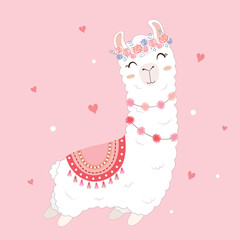 valentine's day card featuring a cute llama. © yuthana Choradet