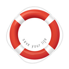 Red Life Buoy, Isolated On White Background.