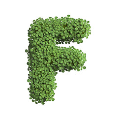 clover letter F - Upper-case 3d spring font - suitable for Nature, ecology or environment related subjects