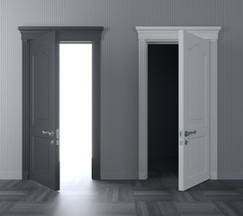 Door open black and white