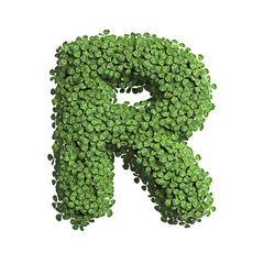 clover letter R - Uppercase 3d spring font - suitable for Nature, ecology or environment related subjects