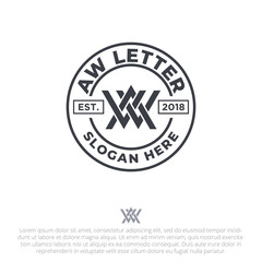 letter aw badge logo template vector - obrazy, fototapety, plakaty