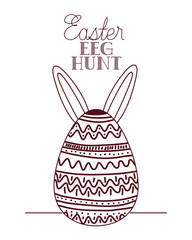 happy easter hunt label with egg and rabbit ears icon