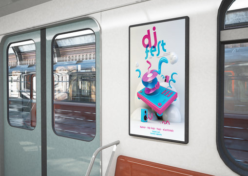 DJ fest poster on a train