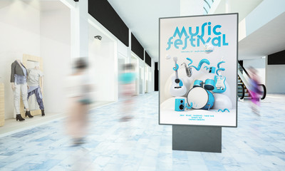 billboard music festival advertising on a mall