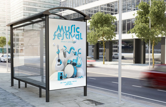 bus stop music festival billboard