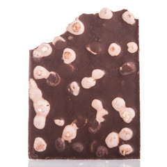 chocolate bars with nuts isolated