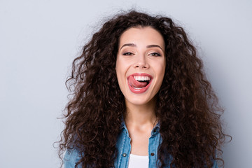 Close-up portrait of her she nice-looking cute charming attractive lovely cheerful cheery positive...