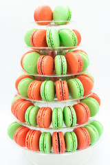 Colorful Macaron Tower - isolated on white