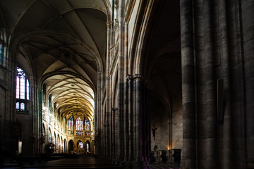 Famous Saint Vitus Cathedral in Prague Czech Republic, indoor interior