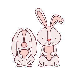 cute rabbits isolated icon