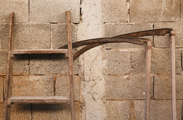 Ladder and Croppers in Front of a Wall