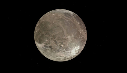 Ganimede. Satellite del pianeta Giove. 3D rendering, illustrazione