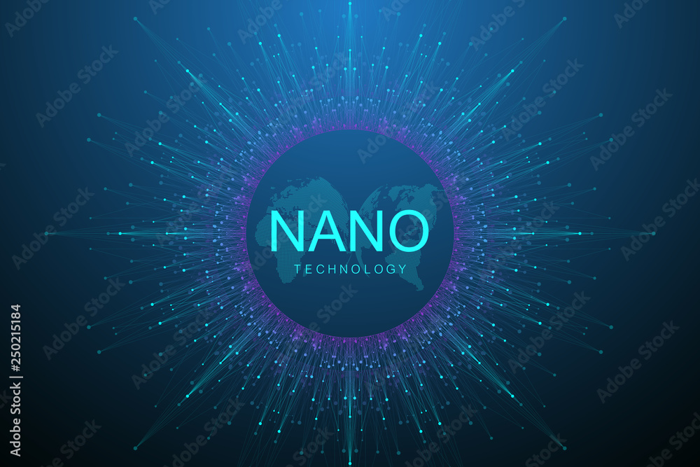 Poster nano technologies abstract background. cyber technology concept. artificial intelligence, virtual re