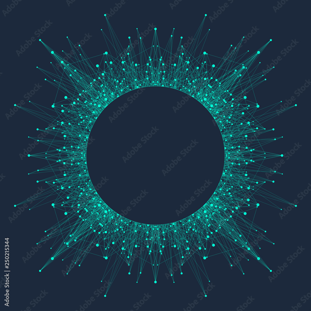 Poster Artificial Intelligence Logo. Artificial Intelligence and Machine Learning Concept. Vector symbol AI. Neural networks and another modern technologies concepts. Technology sci-fi concept