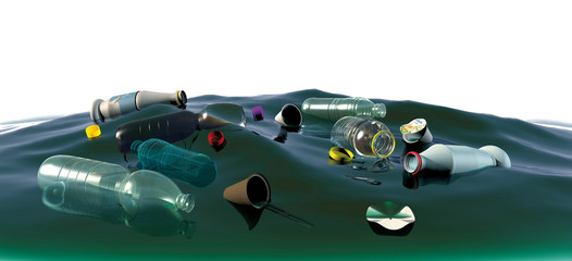 Inquinamento ambientale da Plastica, illustrazione 3D