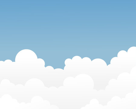White fluffy cloud on blue sky vector background illustration.