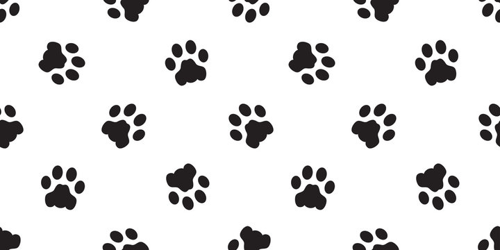 Dog Paw seamless pattern vector footprint isolated french bulldog cartoon scarf repeat wallpaper tile background illustration doodle