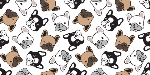 Dog seamless pattern french bulldog vector scarf isolated head puppy cartoon tile background repeat wallpaper illustration