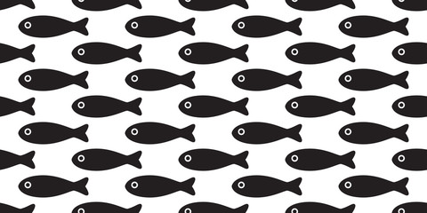 fish Seamless pattern vector salmon scarf isolated tuna dolphin shark whale ocean sea cartoon repeat wallpaper tile background illustration doodle