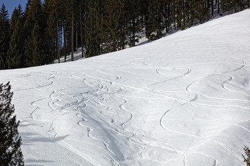 Snow tracks at Schuttannen Ski Resort