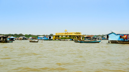 Fototapeta na wymiar Floating village on Tonle Sap Lake, Siem Reap Province, Cambodia