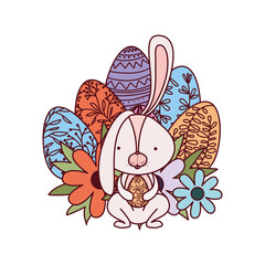 easter rabbit with egg isolated icon