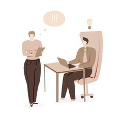 Secretary writes down idea