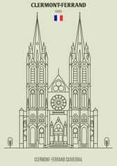 Clermont-Ferrand Cathedral, France. Landmark icon
