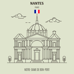 Fototapeta premium Notre-Dame de Bon-Port in Nantes, France. Landmark icon