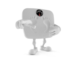 Weight scale character pointing finger