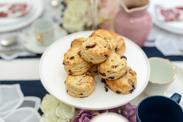 Dessert - Scones on dessert table. Shallow depth of field