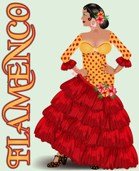Flamenco. Spanish flamenco dancer girl. vector illustration
