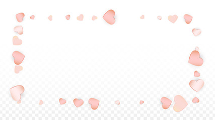 Love Hearts Confetti Falling Background. St. Valentine's Day pattern Romantic Scattered Hearts. Vector Illustration for Cards, Banners, Posters, Flyers for Wedding, Anniversary, Birthday Party, Sales.