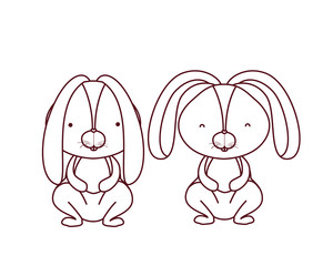 cute rabbits isolated icon