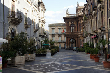 Catania.Sicily.Side street near the theater of Bellini. 
