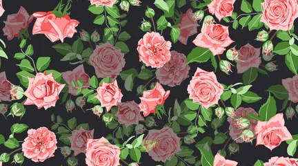 Fotobehang Roses Seamless Pattern in Vintage Style. © ingara