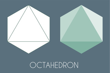Octahedron Platonic solid. Sacred geometry vector illustration - 250223151