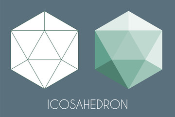 Icosahedron Platonic solid. Sacred geometry vector illustration - 250223195