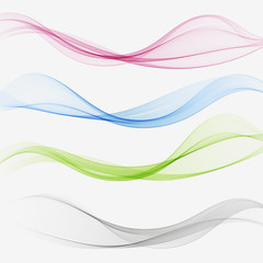 Set of abstract color wave. Color smoke wave. Transparent color wave. Blue, pink,grey,green color. Wavy design.