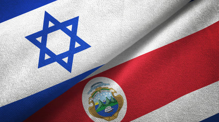 Israel and Costa Rica two flags textile cloth, fabric texture