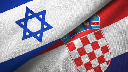 Israel and Croatia two flags textile cloth, fabric texture