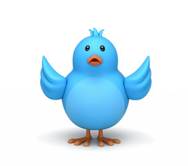 Blue bird isolated on white. Clipping path included