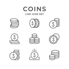 Set line icons of coins