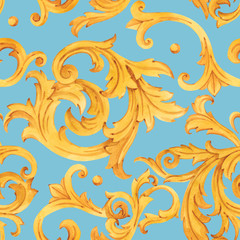Golden baroque rich luxury pattern