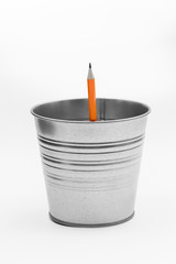 pencils on a white background in a bucket