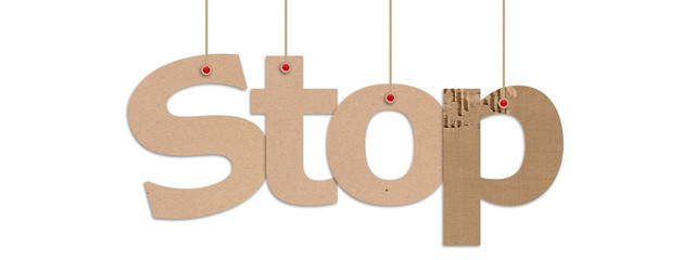 stop text in white background