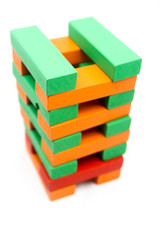 Colorful wooden blocks Arranged by the imagination